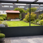 Vorderwand Alu-Planken mit oben Glas