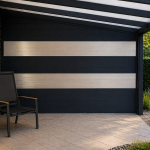 Seitenwand Alu-Planken mit zwei Stegelementen und einem Alu-Keilfenster